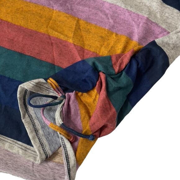 Discreet Colorblock Striped Top Plus Size 2X Drawstring Sides Long Sleeve New - Picture 4 of 6